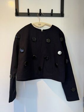 ASOS Black structured Sweater with Shiny Black Disc Embellishments